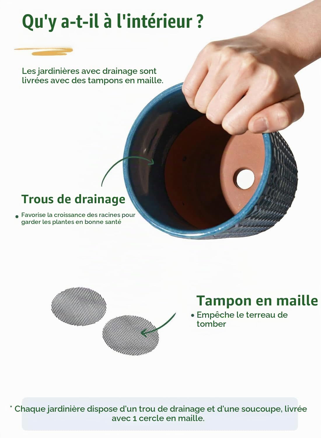 LE TAUCI Pots en céramique pour plantes, pots de 5,5 pouces avec drainage et soucoupe, pots de plantes d'intérieur pour plantes succulentes, serpents, cactus et plus, lot de 2, émail réactif bleu