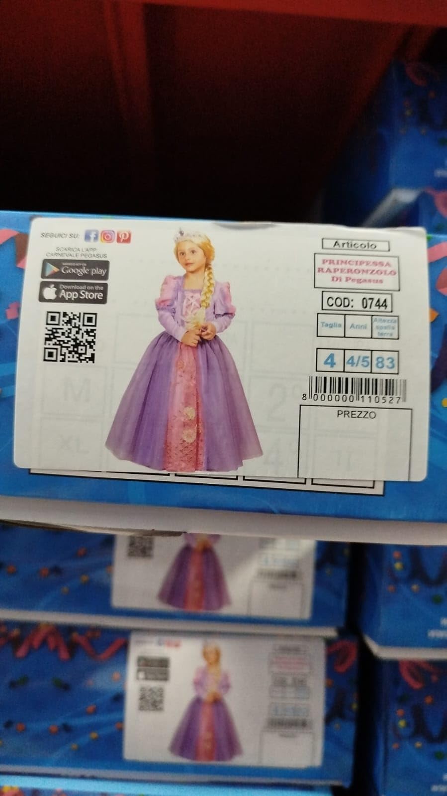 pegasus Costume Principessa Raperonzolo Vestito Carnevale Bambina
