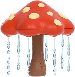 3 in 1 Multifunctional Mushroom Bath Toy, Mushroom Shower Head Tub Toy, Mushroom Spinning Top, Mushroom Ornament (Red)
