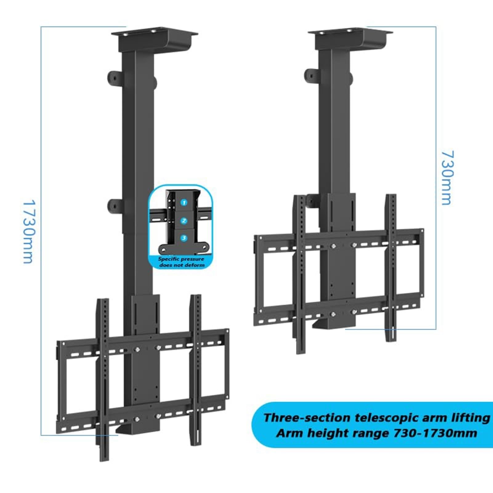 Elevador Eléctrico Ajustable para TV - Soporte De Techo Motorizado para TV, con Control Remoto, Elevador De TV con Rotación Manual De 360°, para TV De 32 A 70 Pulgadas