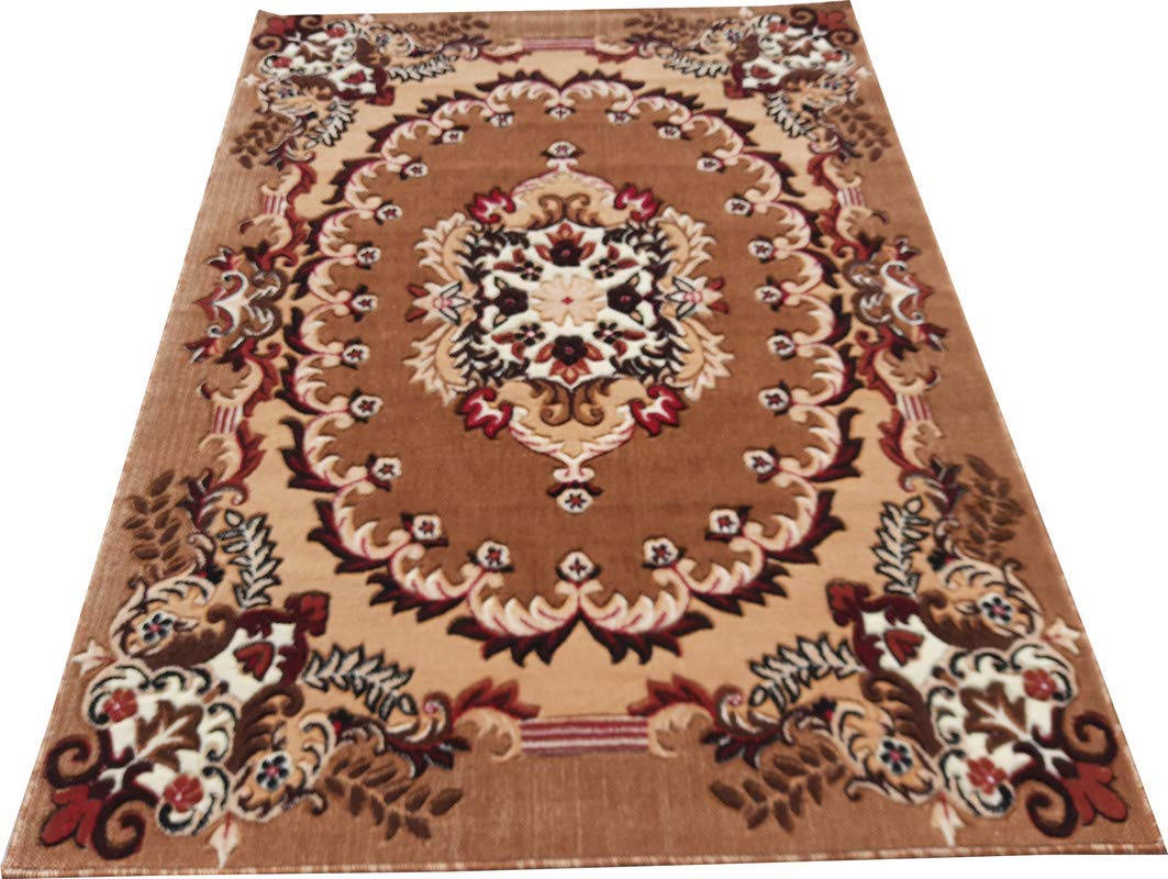 GenericAKSHA Rugs Carpet Beautiful Floor Design Super Softness Acrylic Touch Carpet for Living Room & Drawing Room with 1 Inch Thickness(60X180 Gold Colour) 2x6 Feet