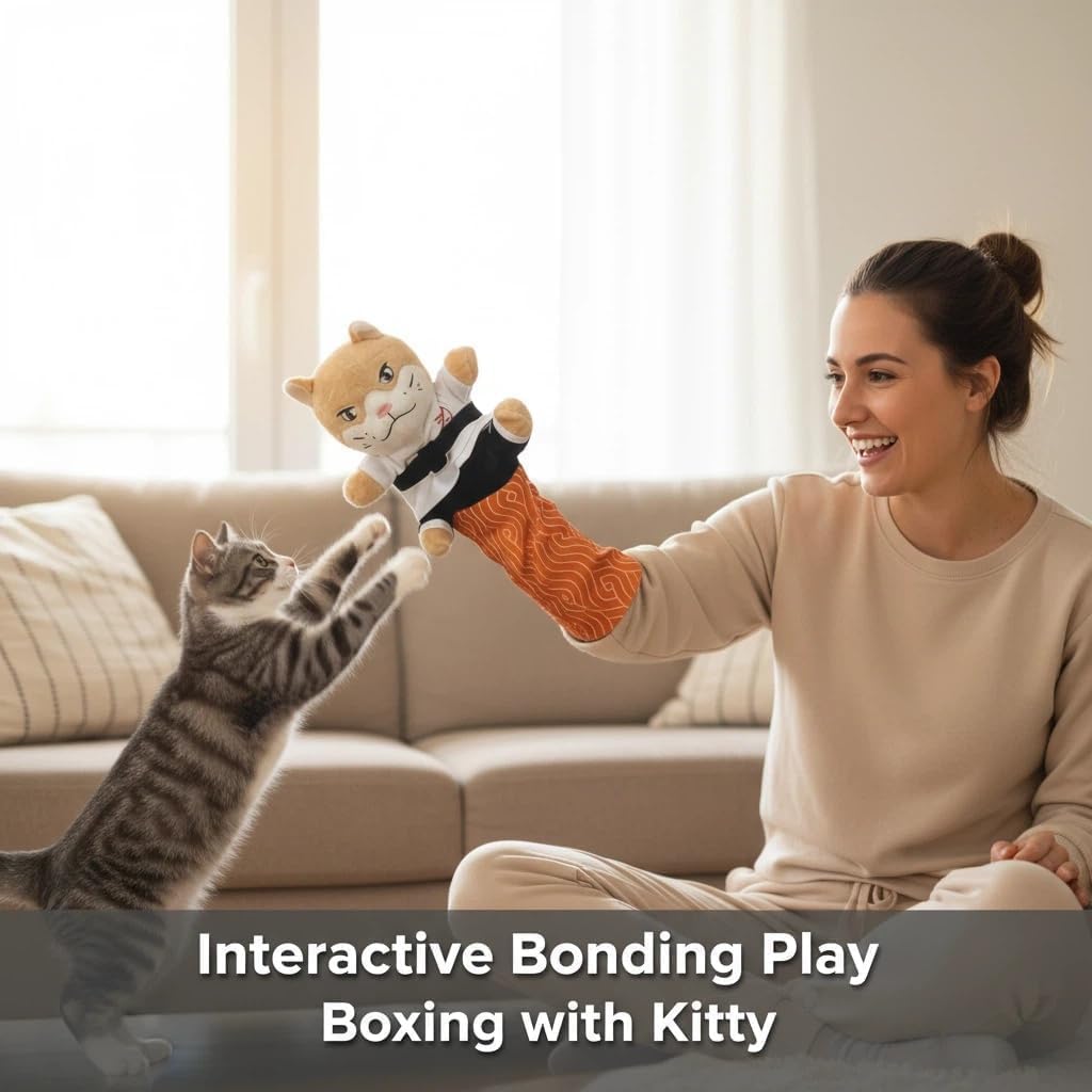 Hand Puppets for Cats, Cat Puppet Wrestler, Cat Hand Puppet for Cat PlayMarionnette à Main Interactive avec Rembourrage Robuste Jouet pour Interagir avec Les Chats (A)