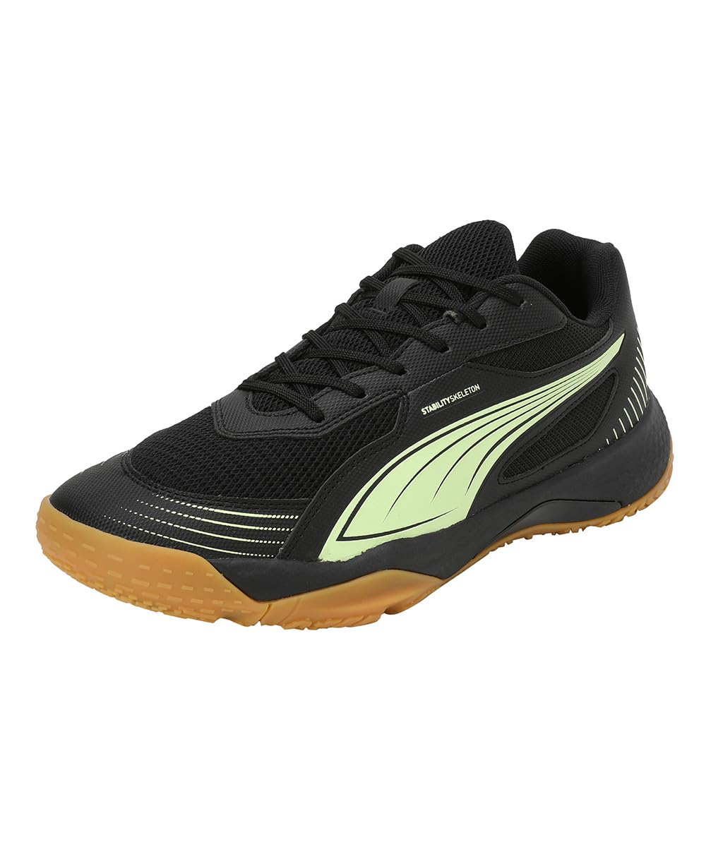 PUMA Unisex Adults SOLARFLASH III Indoor Court Shoe, PUMA Black-Fizzy Apple, 36 EU