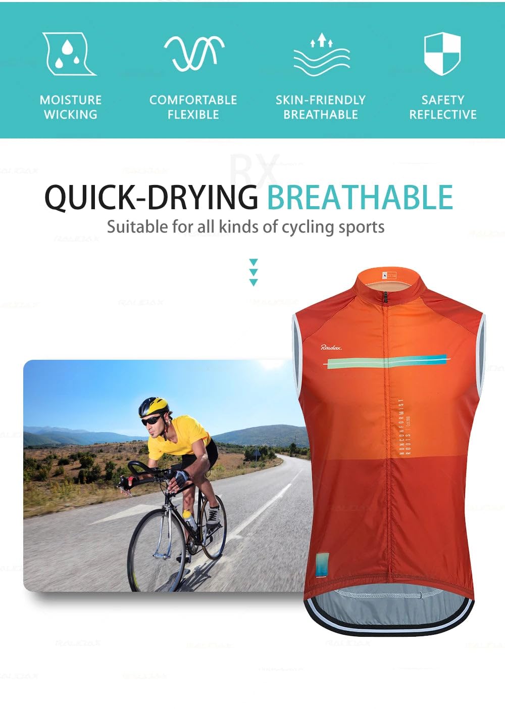 Generico Maglia da Ciclismo in Rete Nera Senza Maniche Traspirante Antivento Gilet per Bicicletta