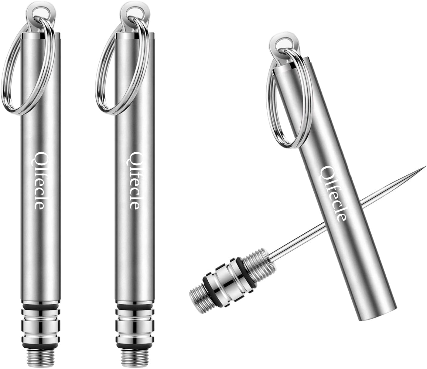 2 Pcs Portable Titanium Toothpicks, Mini Reusable Ultralight Stainless Steel Toothpick, Hard Metal Pocket Toothpick for Outdoor Indoor Picnic Camping Accessories(Silver)
