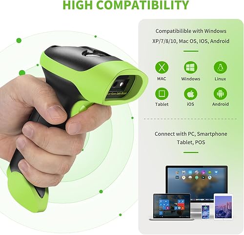 Miniatura 5 de NetumScan Escáner inalámbrico de código de barras QR, 3 en 1 Bluetooth automático 1D 2D lector de código de barras USB escáner de código de imagen