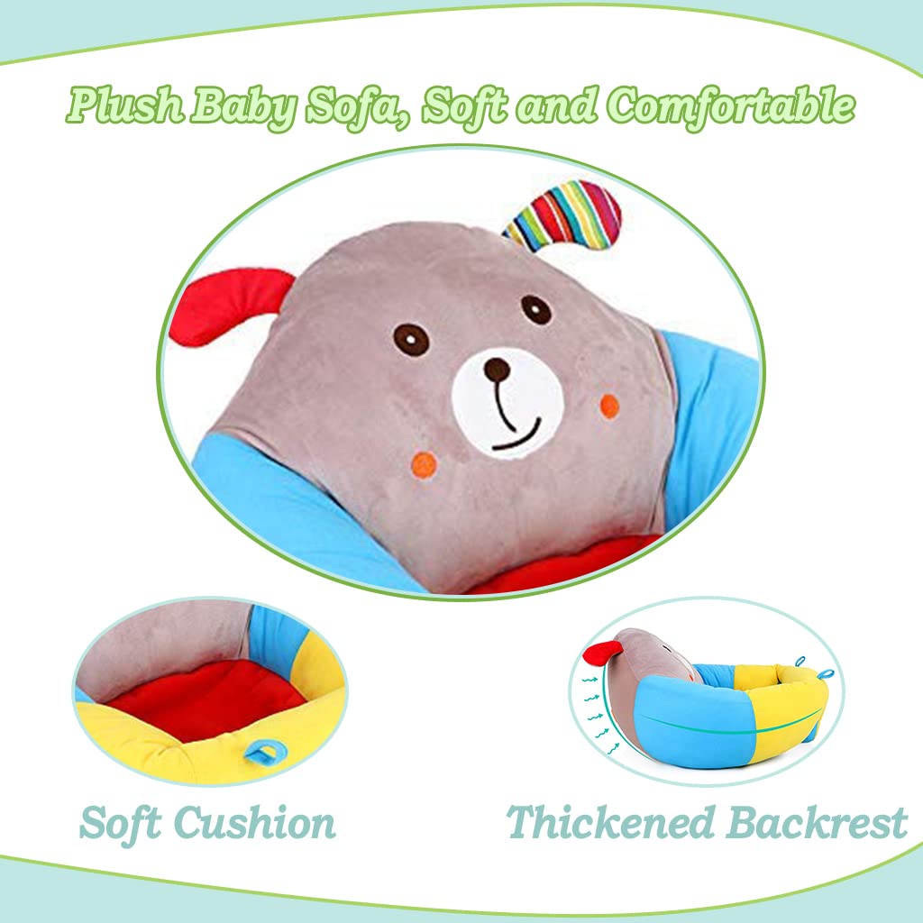 vocheer Baby Sitting Chair, Infant Support Seat Plush Soft Animal Shaped Portable Baby Sofa Comfortable for Newborn 3-16 Months(Puppy)