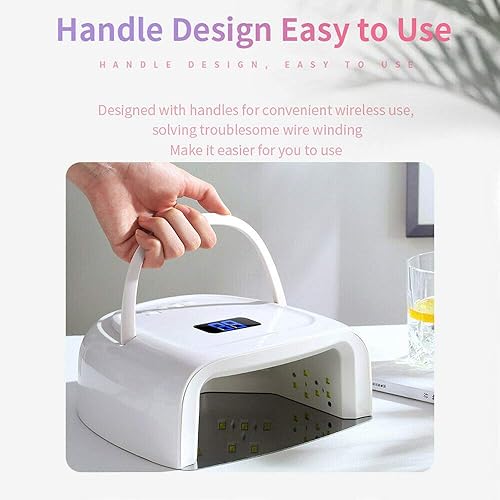 Miniatura 9 de Lámpara de uñas LED UV recargable de 60W, secadora de uñas inalámbrica más rápida, luz de esmalte en gel con 42 perlas LED y mango portátil, lámpara