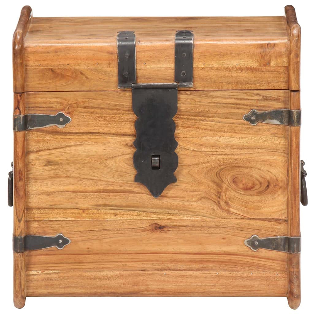 Baúl de almacenamiento de madera maciza de acacia, 40 x 40 x 40 cm, con tapa y cerradura, caja con cerradura para salón, dormitorio, pasillo, como cofre de asiento y mesita de noche
