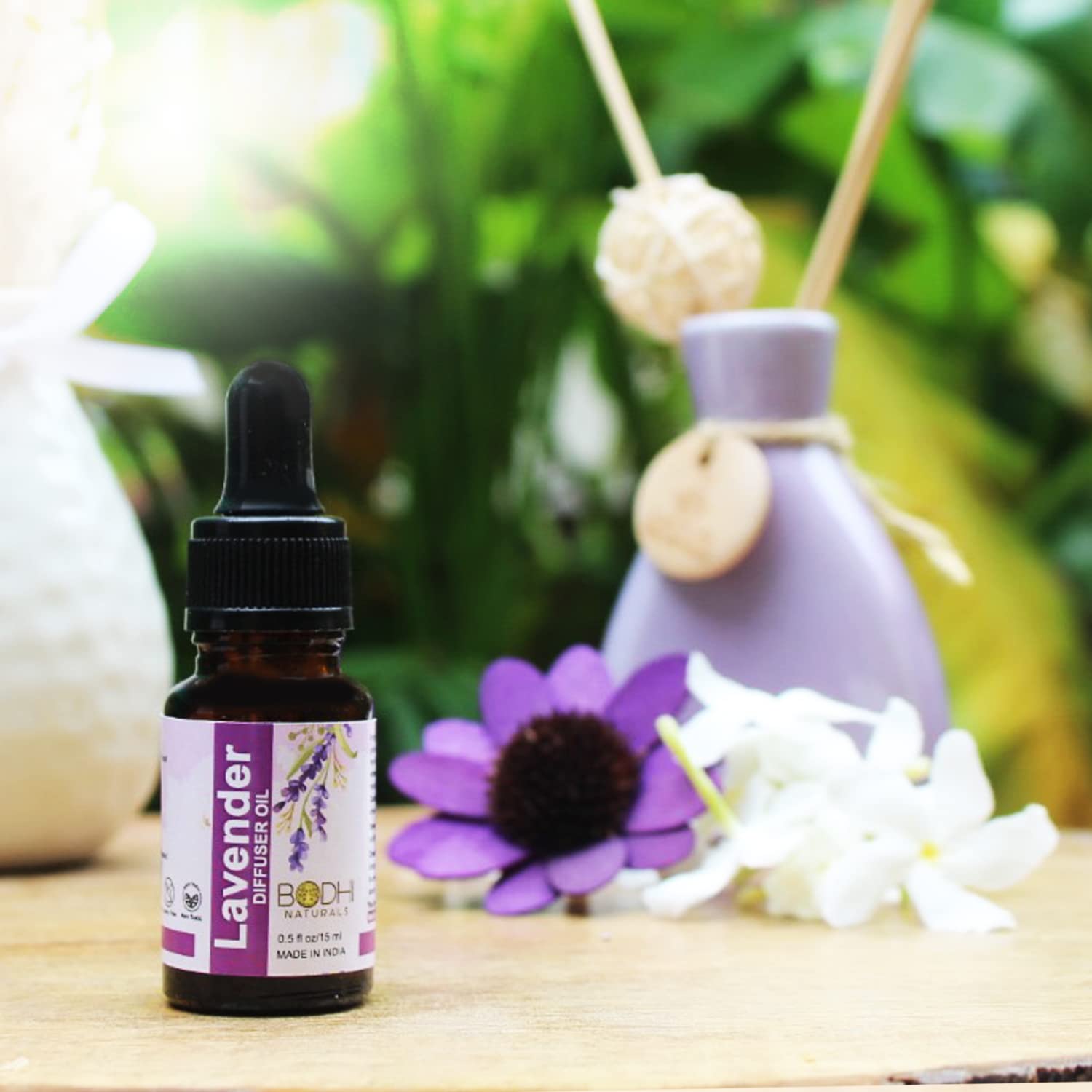 BODHI NATURALS Lavender Diffuser Oil, 100% Natural Oils, Diffuser Oil, Induce Calmness & Sleep, Aromatherapy-(15 ml)
