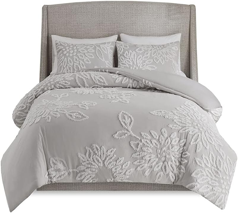 Gracie Mills Anita 3-Piece Tufted Cotton Chenille Floral Duvet Cover Set