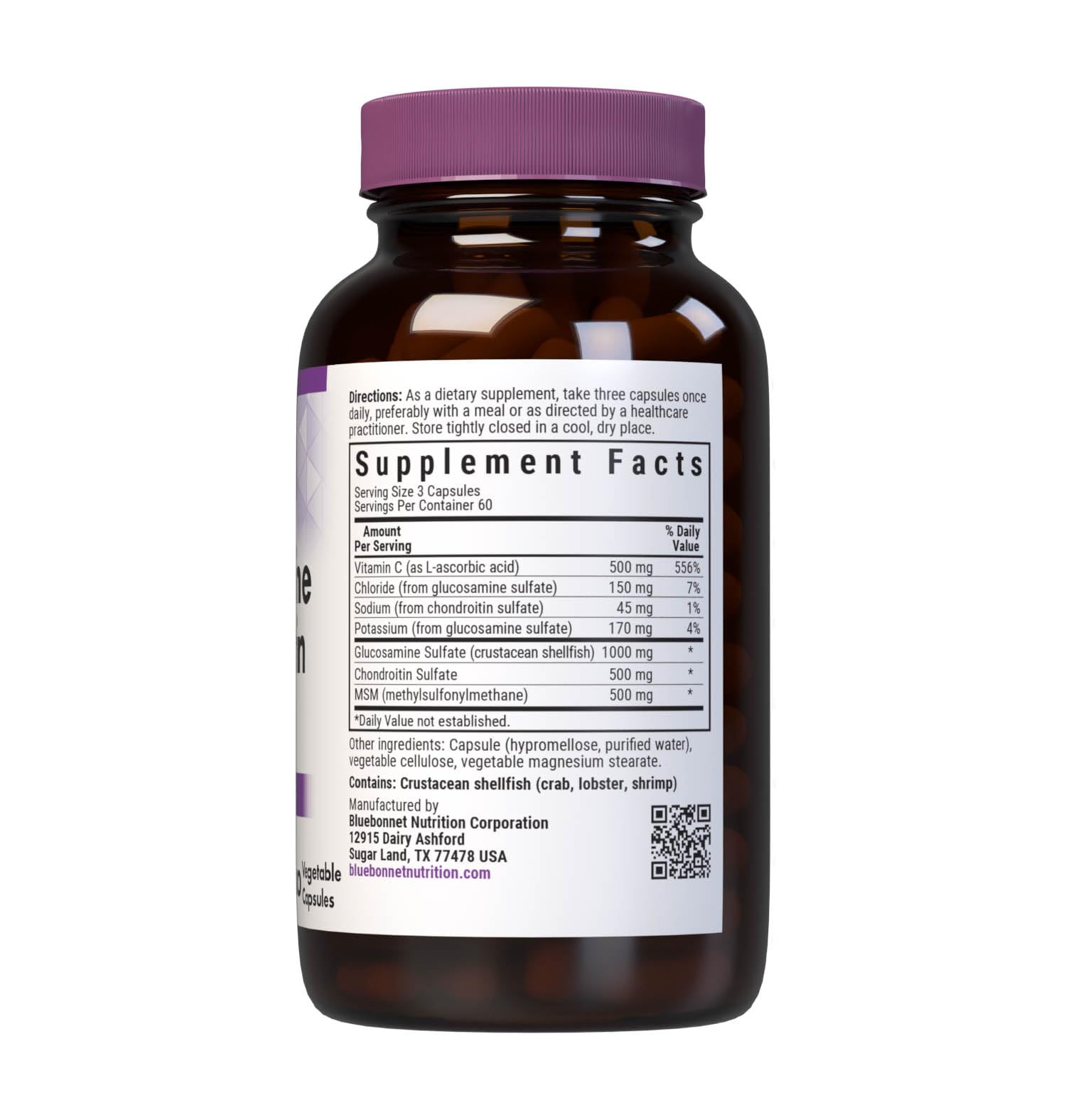 Bluebonnet Nutrition Glucosamine Chondroitin Plus MSM, Glucosamine, Chondroitin Sulfate, Vitamin C & OptiMSM, Bone & Joint Health, Non GMO, Gluten Free, Soy Free, Milk Free, 180 Vegetable Capsules — Amazon image 2