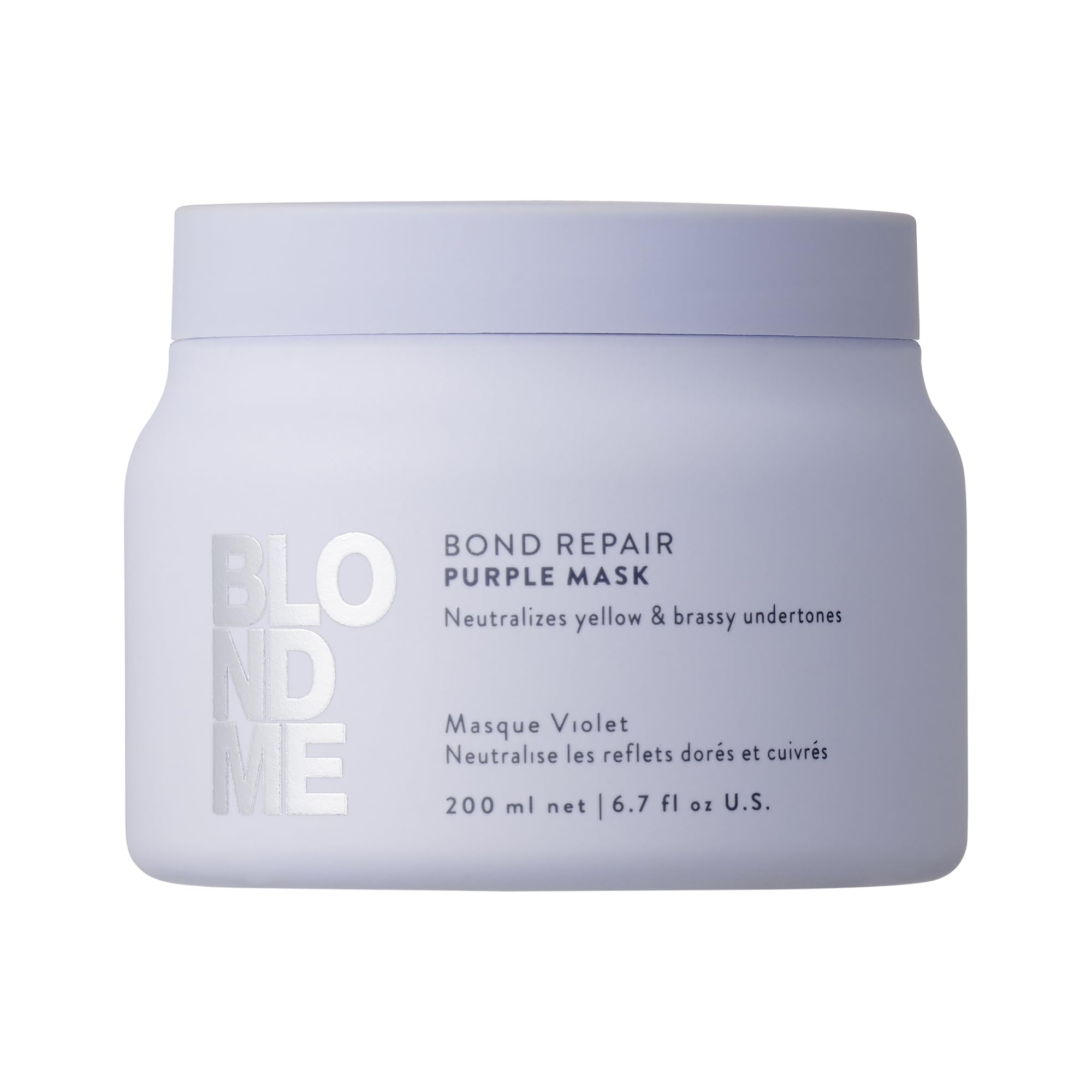 Schwarzkopf Professional BLONDME Bond Repair Purple Mask Cool Haarmaske Neutralisiert Gelbtöne Für Gefärbtes Aufgehelltes Blondiertes Haar Tiefenwirksam Pflegend Und Stärkend 200 ml