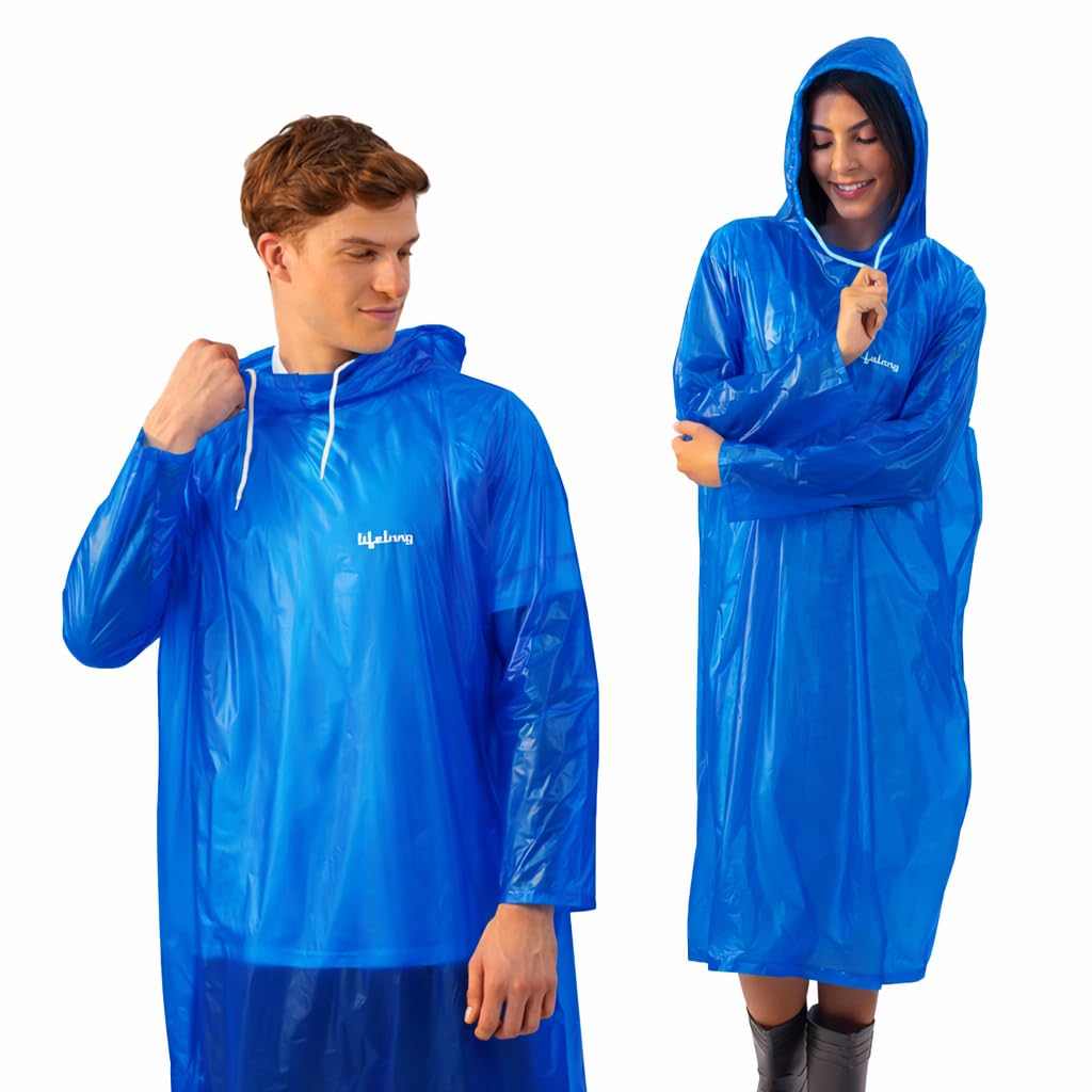 Lifelong Waterproof Unisex Raincoat | Hooded Full Sleeves Outdoor Poncho for Men, Women, Boys & Girls | Durable PVC Rainwear for Camping, Hiking, Travelling | Adjustable Drawstring | Sky Blue (1 Pc)-image-20
