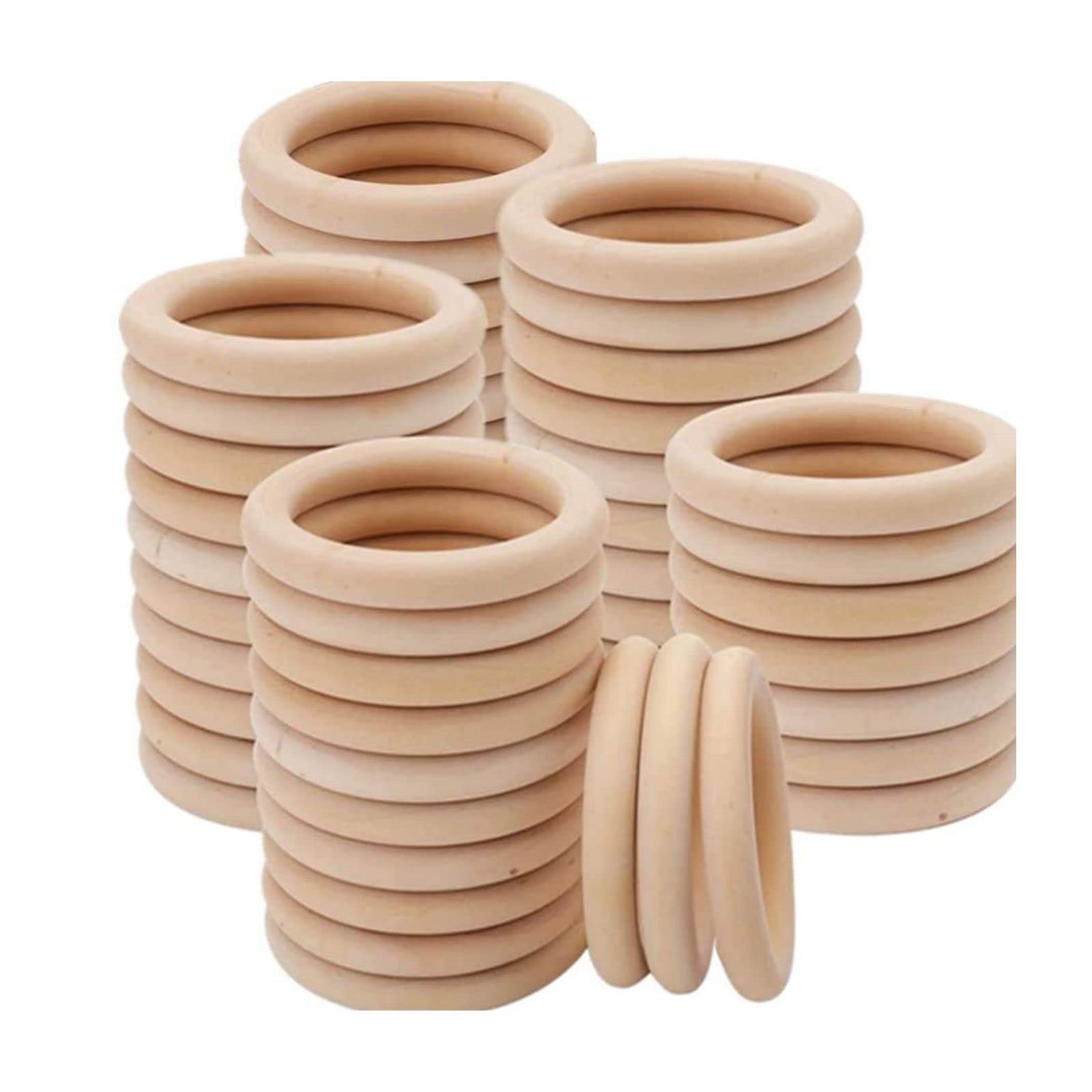Mairuker30 Pcs Natural Wood Rings 55mm/2.16inch Wood Circle for Craft Jewelry Making DIY Handmade Accessories