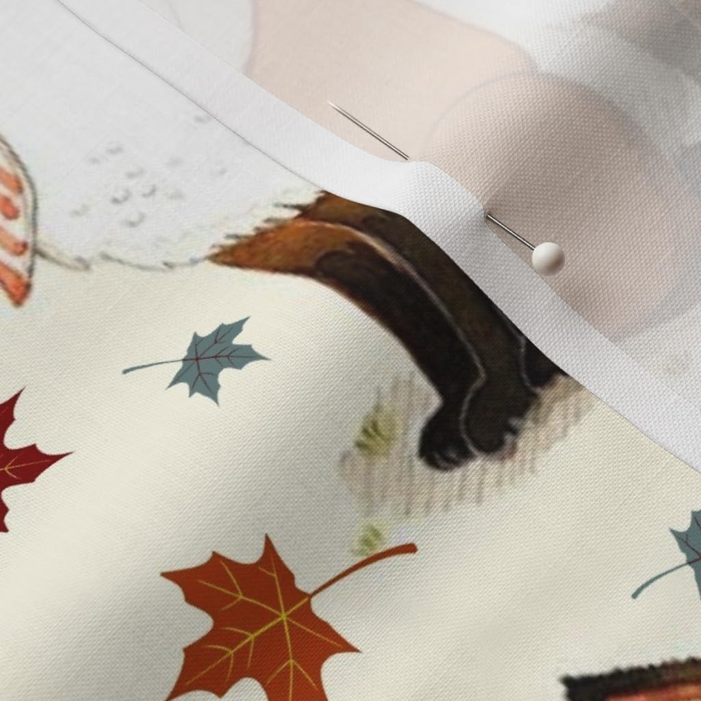 Spoonflower Fabric - Autumn Fox Fall Leaves Printed on Petal Signature Cotton Fabric by The Yard - Sewing Quilting Apparel Crafts Decor