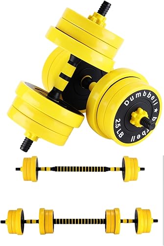 Juego de pesas ajustables para gimnasio en casa, 3344 libras, juego de mancuernas ajustables 2 en 1 con asas de espuma, color amarillo