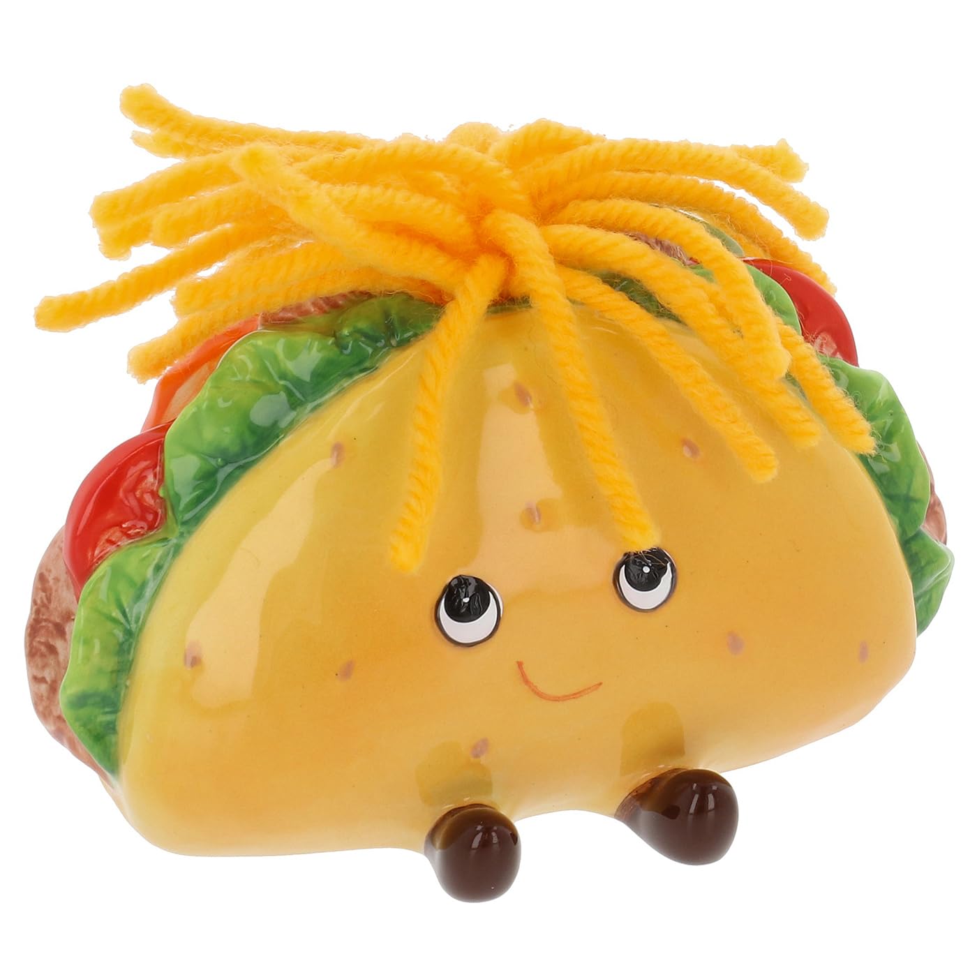 Shudehill Giftware Yellow Foodie Fun Hairy Taco Money Box, Novelty Ceramic Savings Bank