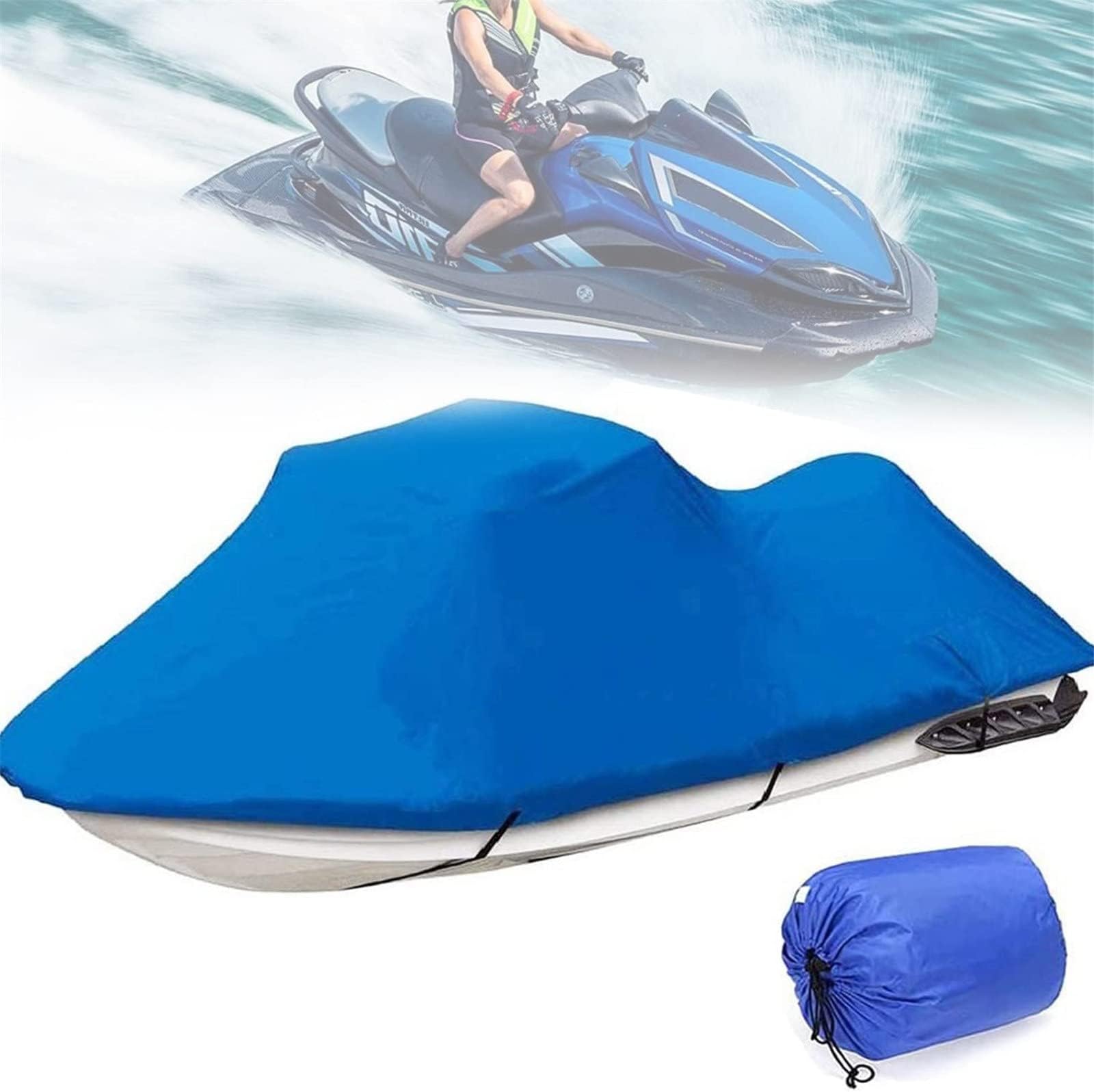 HUMNZR Universal Boat Cover, 13'-27' Boat Outdoor Cover Yacht Protection Waterproof Heavy Duty Reflective 420D Oxford Fabric Anti-Smashing Durable and Tear Proof,Blue-16FT