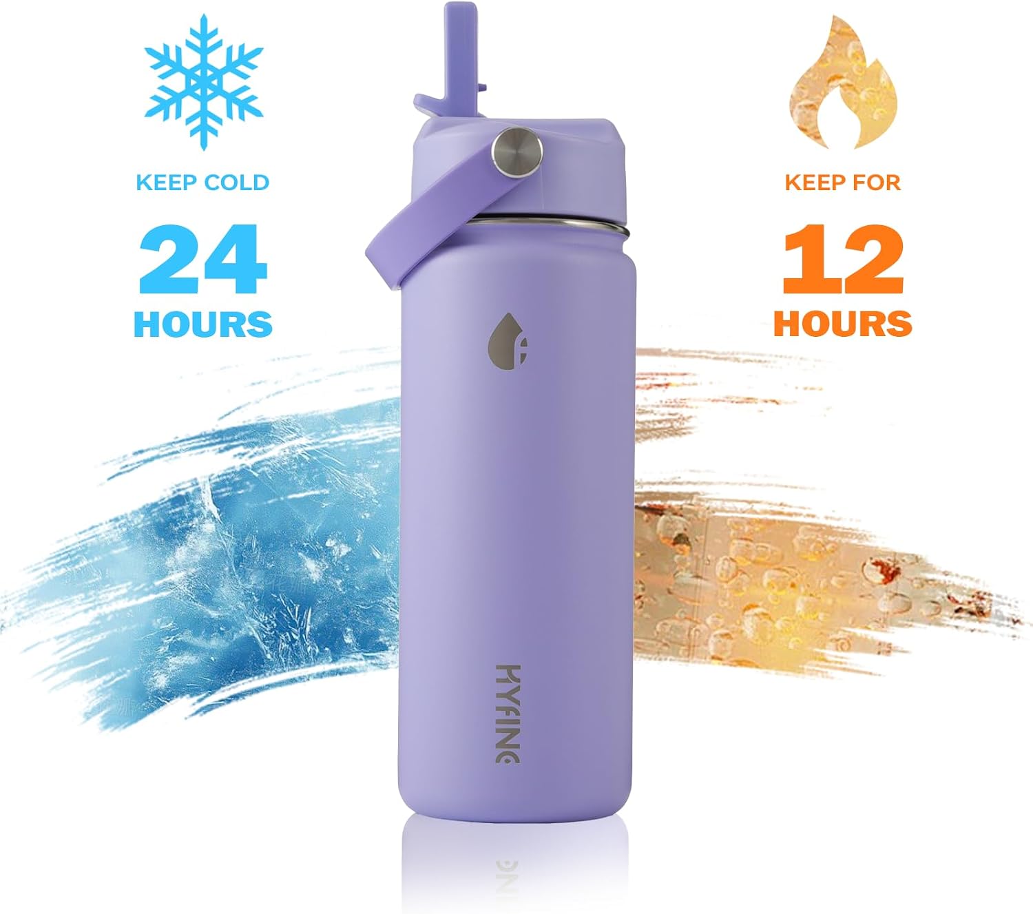 Stainless Steel Water Bottle with Straw Lid, 18oz Insulated Vacuum Bottle with Carrying Loop, Dishwasher Safe，uitable for use in schools, Offices, and outdoor activities (PURPLE)