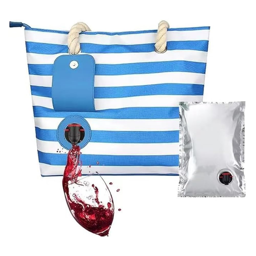 CTRLZS Wine Tote Bag, Beach Wine Cooler Bags Purse for Travel Gift, Leakproof Insulated Wine Carrier with Hidden Spout