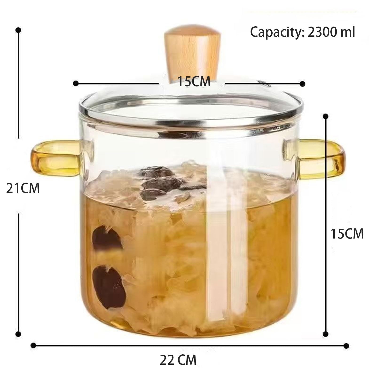 Klarglas-Schmortopf, hochwertiges Borosilikatglas für Suppe, Instant-Nudeln und mehr – ideal zum Kochen zu Hause und Versammlungen