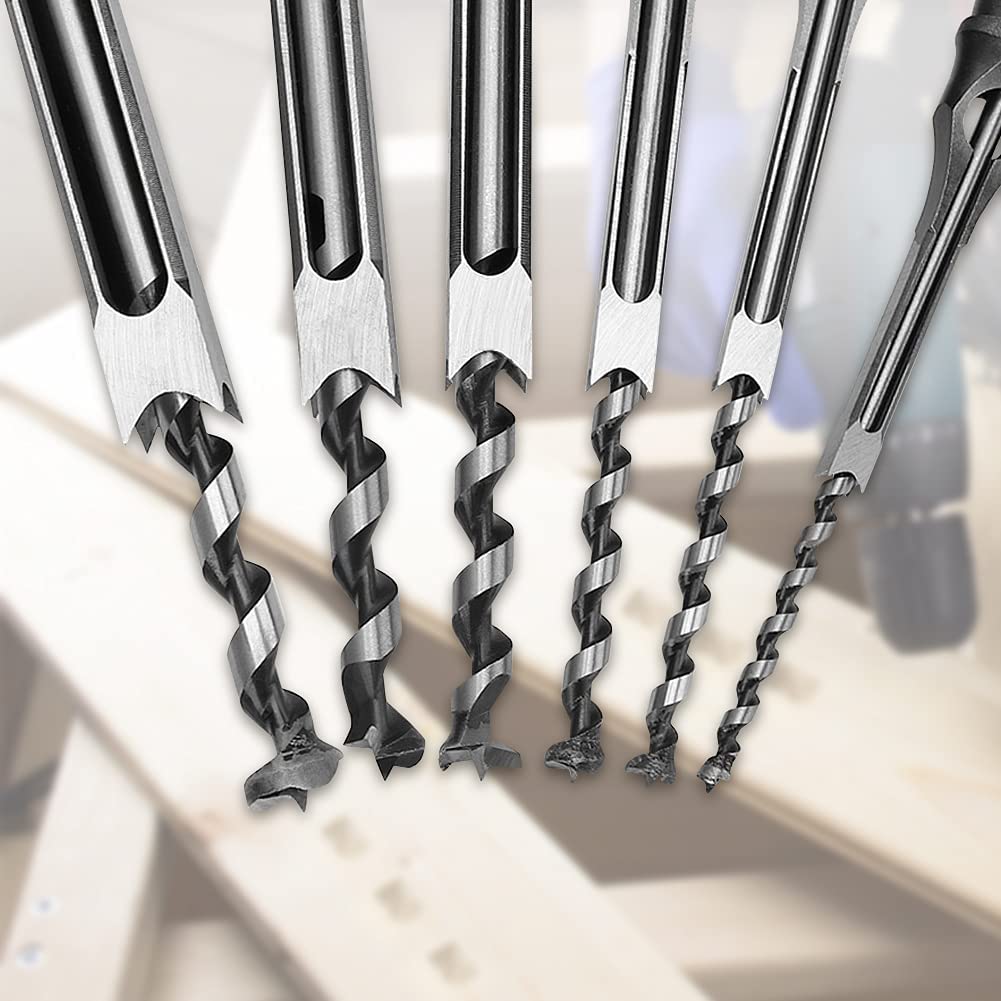 Punte per trapano a foro quadrato per legno, set da 6 pezzi di punte scalpello per mortasa e seghe a tazza – accessori per trapano universali per falegnameria e lavorazione del legno