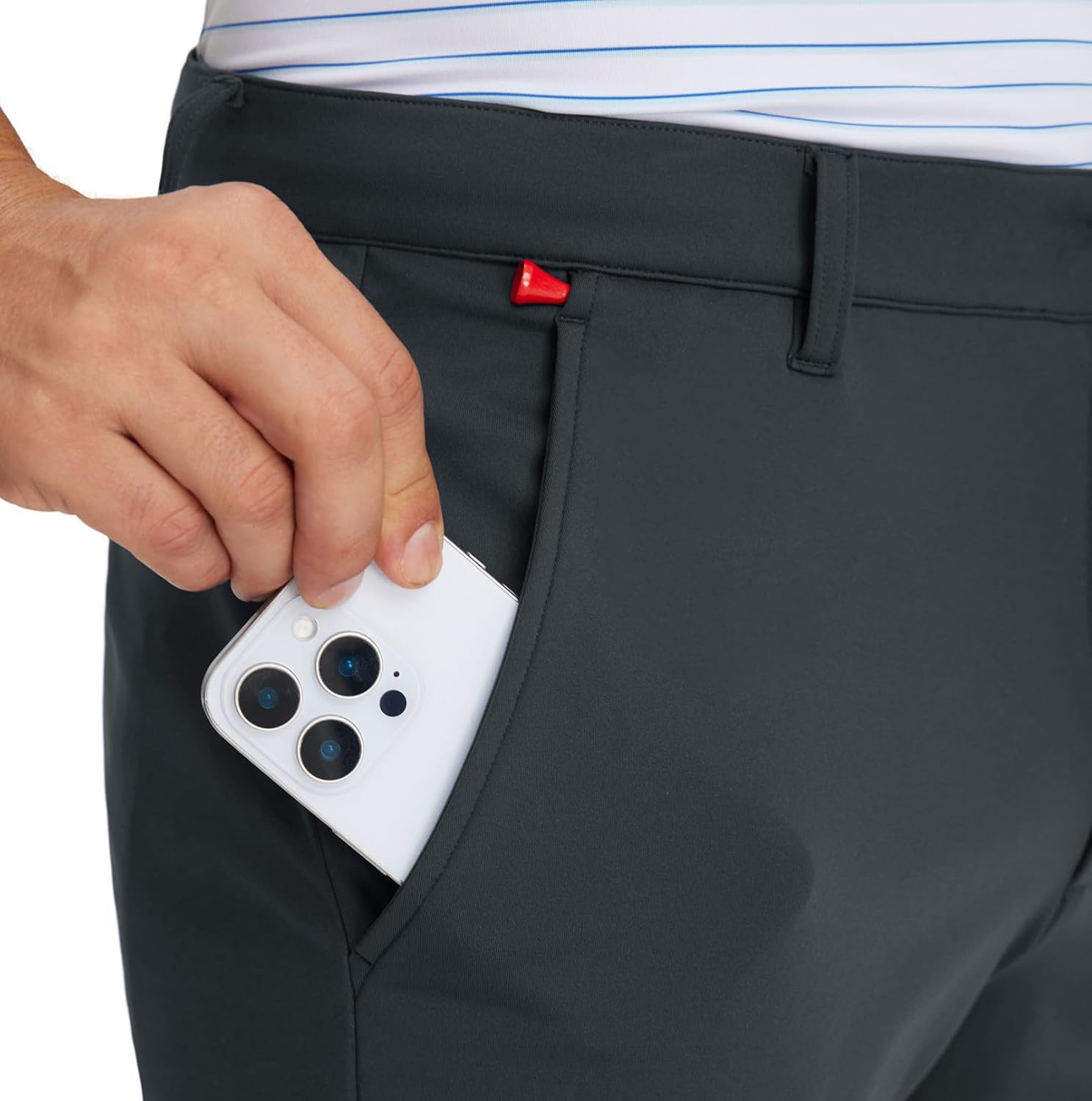 M MAELREG Golf Fleece Lined Pants Men Lightweight Water-Resistant Casual Flat Front Workout Hiking Winter Dress Pants for Men - Image 4