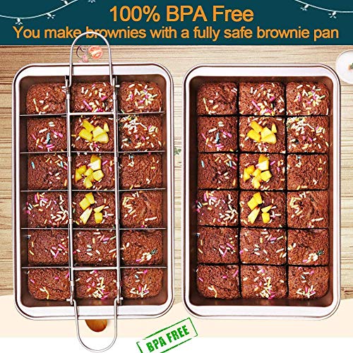 image for MOTYYA Non Stick Brownie Pans with Dividers, Brownie tin18 Pre-Slice L