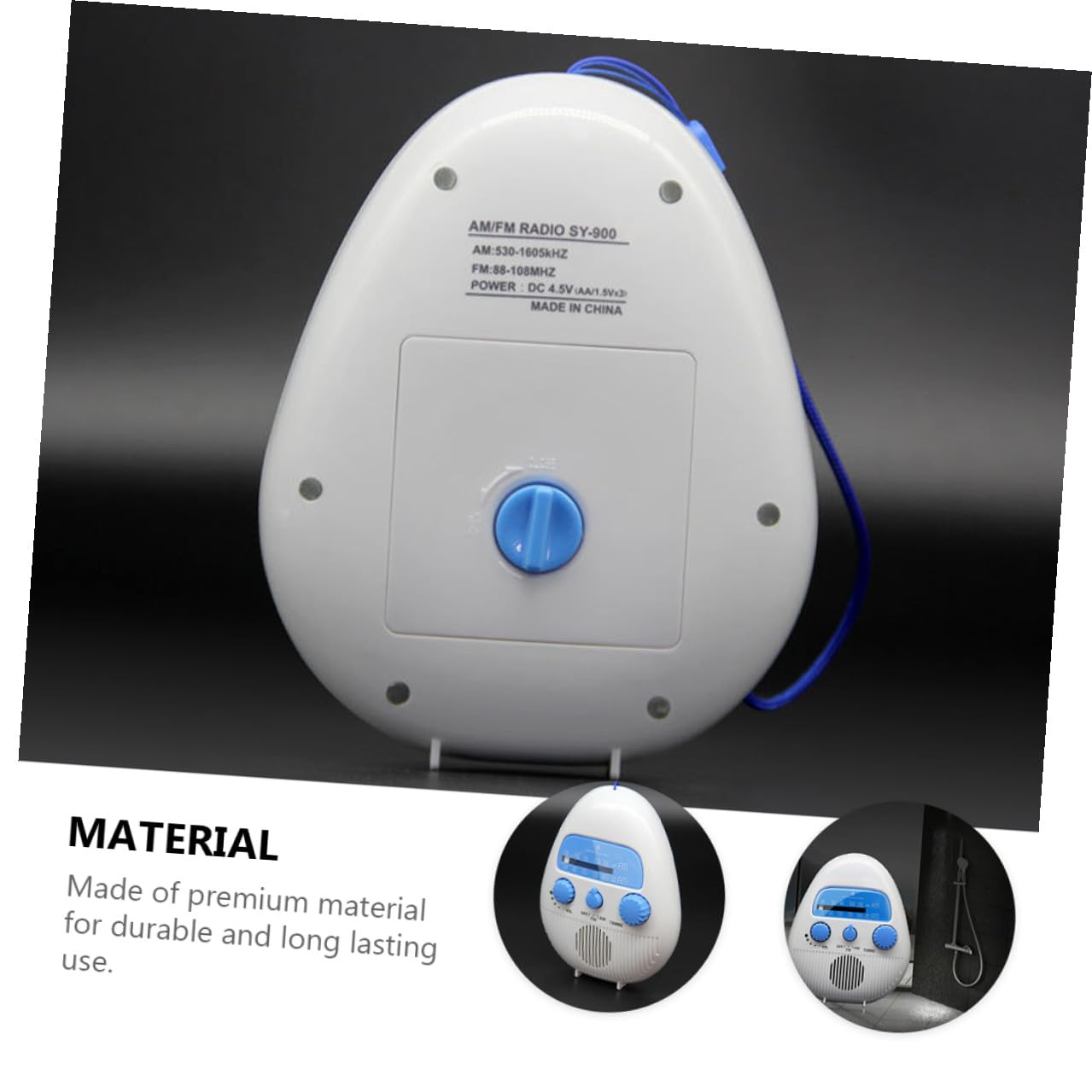 Duschradio Kleiner Tragbares Stereo Radio mit Abs Material und Kompakter Bauweise für Badezimmer und Dusche