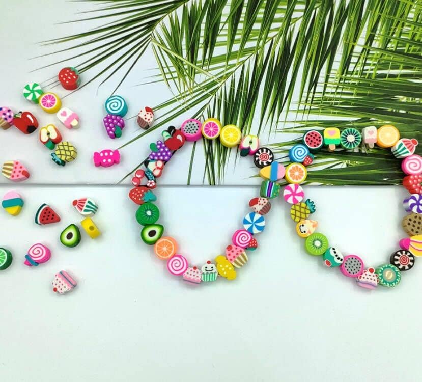 200pcs Fruit Clay Beads-Mixed Candy Polymer Clay Beads Charms for Bracelet Necklace Jewelry Making (Fruit) - Image 7