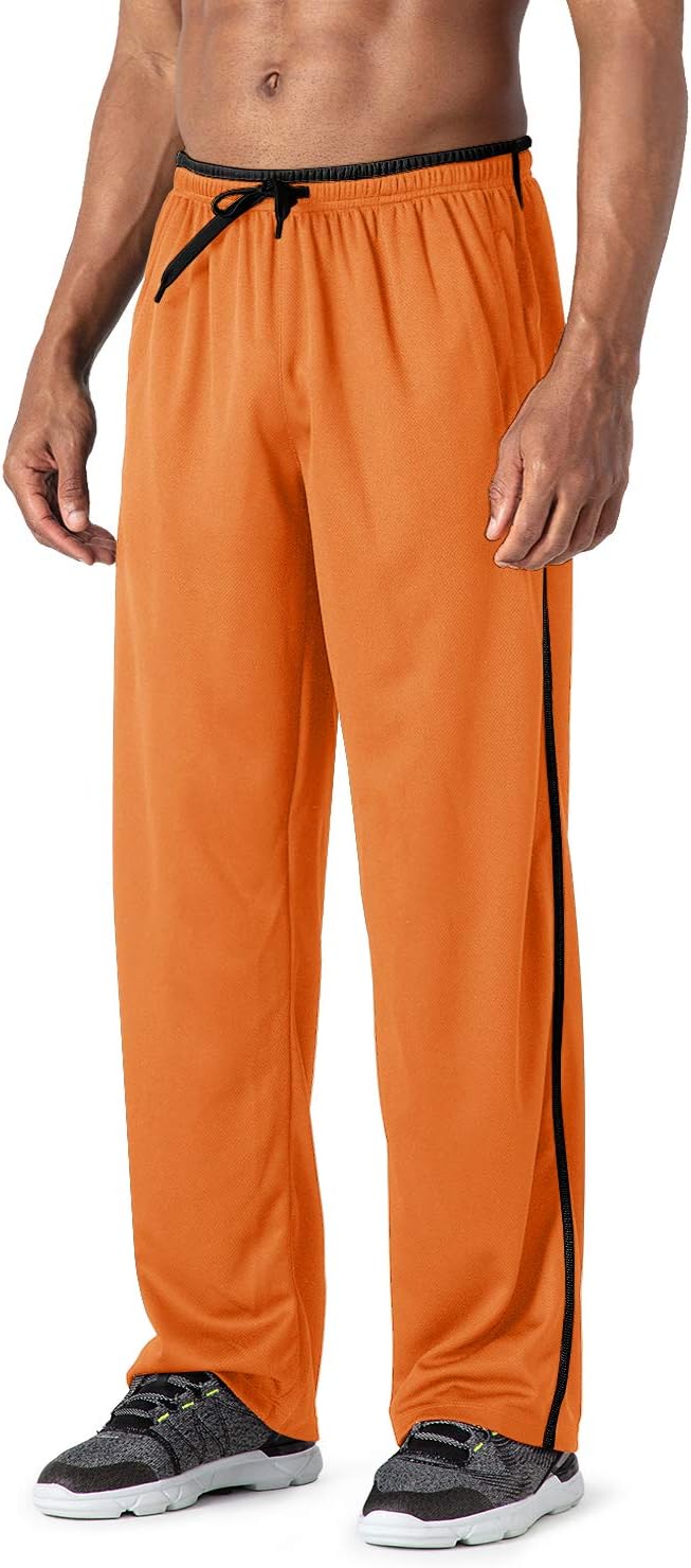 Mens Tracksuit Bottoms Open Hem Lightweight Quick Dry Joggers Trousers Drawstring Lounge Pants Zip Pockets Sweatpants