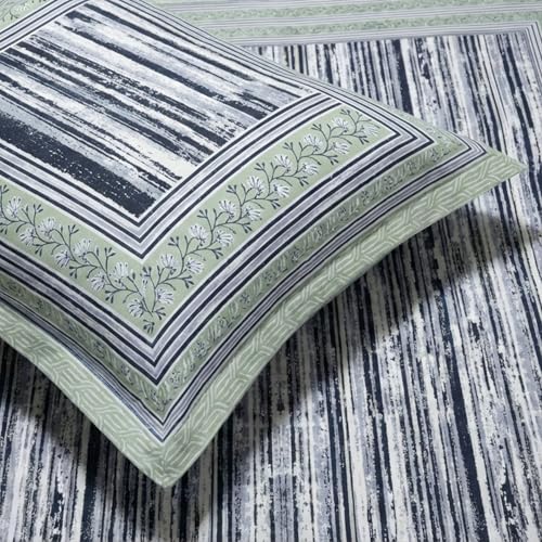 Image of Mafatlal 144 TC Upvan Cotton Queen Bedsheet | 90 x 108 Inches | Traditional Design | Smooth, Long-Lasting & Soft | 2 Pillow Covers | Steeple Gray