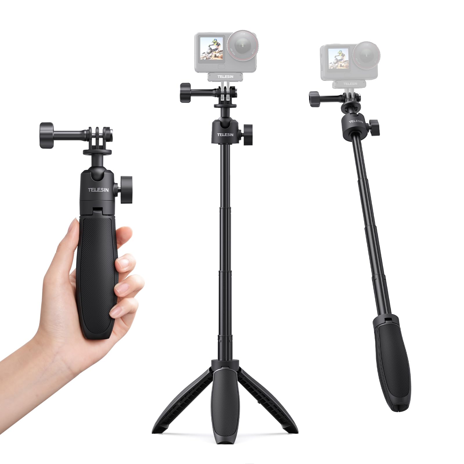 Amazon | TELESIN GoPro/DJI Action/Insta360 用 ミニ延長ロッド 三脚