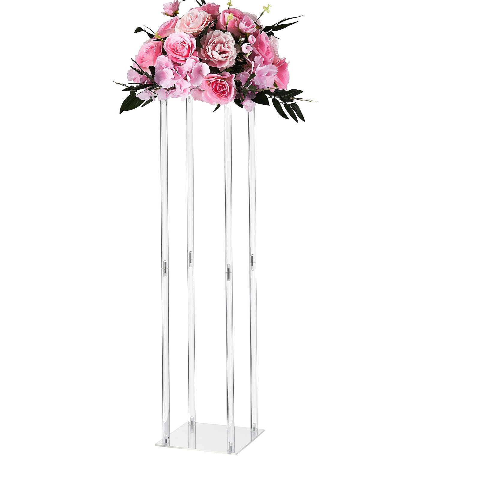 VEVOR Portafiori da Matrimonio 10 Pezzi da 80 cm, Portafiori a Colonna con Laminato Acrilico, Espositore Floreale Cubico Cilindrico per Matrimoni, Feste, Compleanni, Casa, Centrotavola Dorati