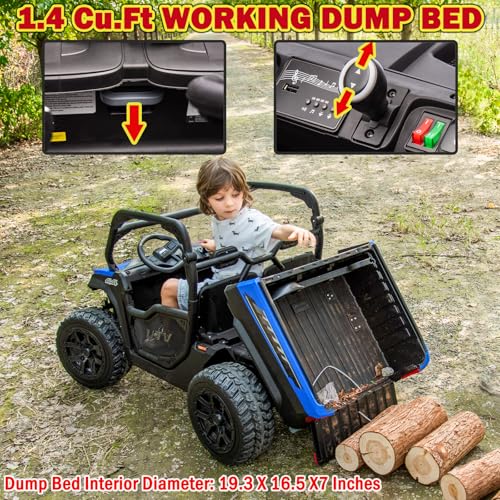 Image of NEWQIDA 2 Seater Kids UTV 24V Ride on Toy for Kids 3-8 Side by Side, Blue