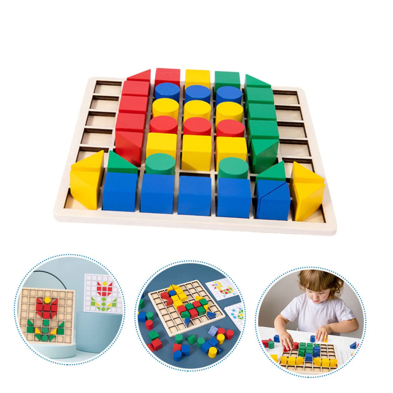 Kisangel Juego de Madera Creativos para Niños, Puzzles Infantiles Educativos Bloques de Construcción, Desarrollo de Coordinación Mano-Ojo y Creatividad, Adecuado para Aprendizaje Temprano