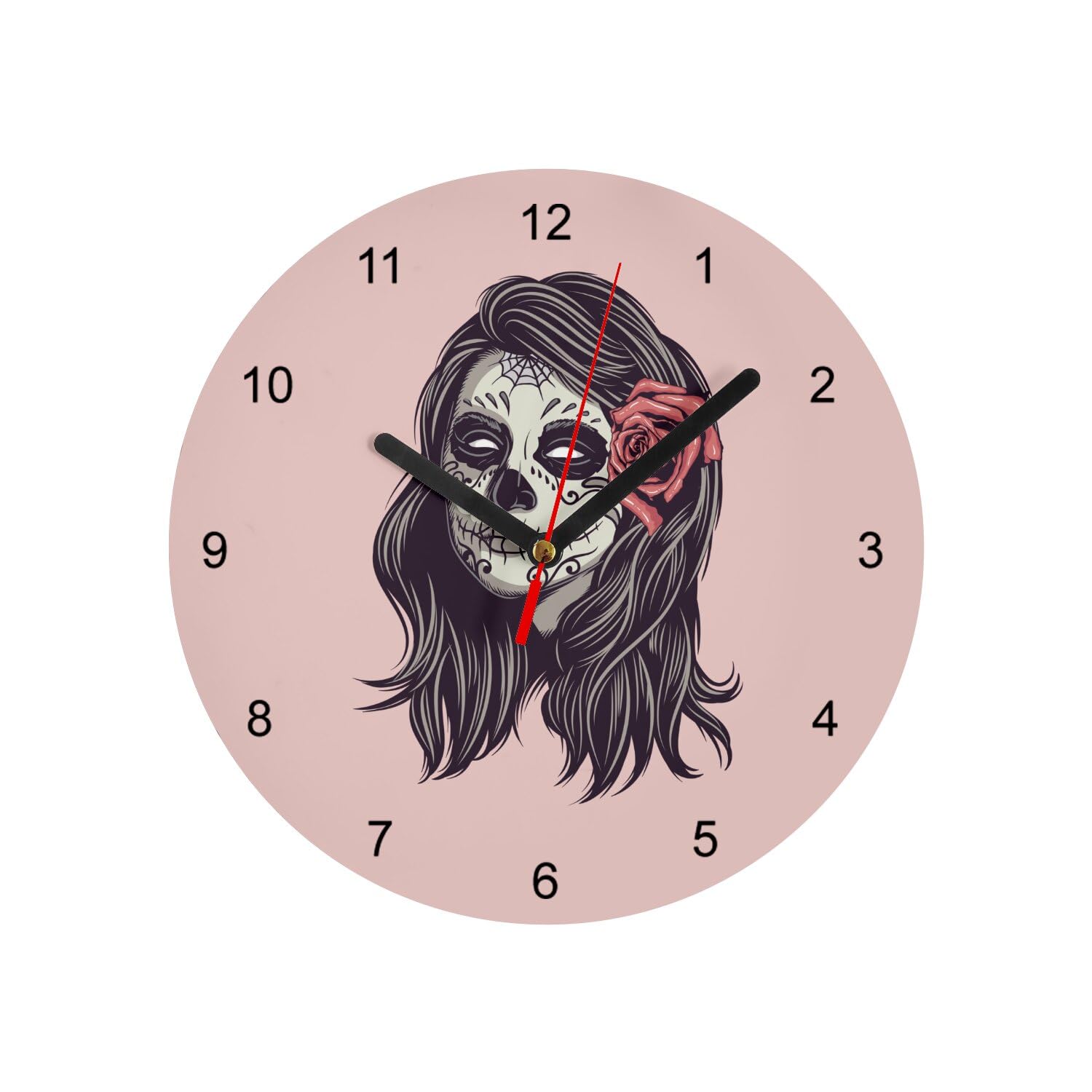 Horloge murale zombie fleurs en verre rose de 20 cm