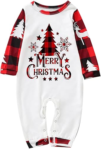 Miniatura 2 de JEGULV Pijamas de Navidad a juego para la familia, pijamas clásicas de Navidad de búfalo rojo a cuadros, pijamas de manga larga para el hogar