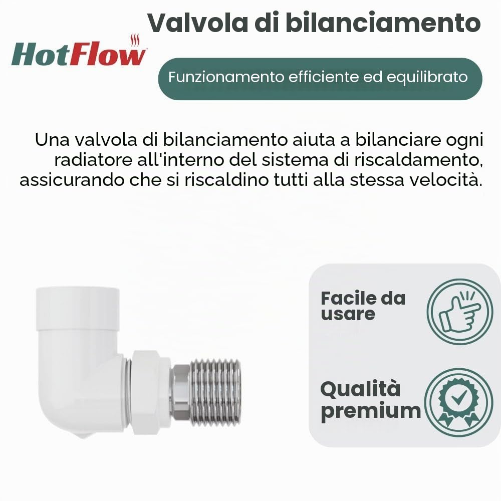 Valvola termostatica TRV completamente bianca, coppia di valvole con testa ruota e scudo blocco
