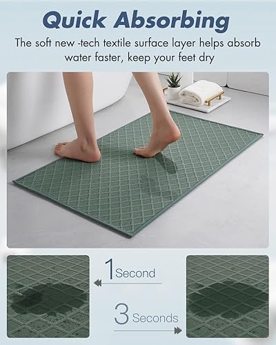 Miniatura 3 de AMOAMI Tapetes de baño ultra delgados, con parte trasera de goma, antideslizantes, absorbentes, para suelo, regadera y lavabo