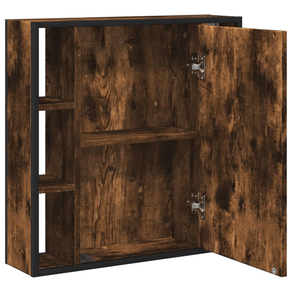 Générique Spiegelschrank für Badezimmer, Raucheiche, aus Holz, schlichtes Design mit Wandaufbewahrung für Toilettenartikel, klarer Spiegel, nicht verformt, für Make-up und Rasur