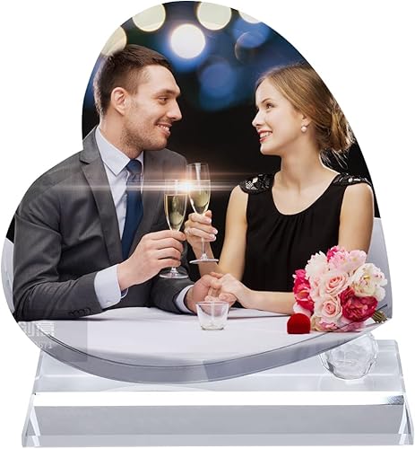 Miniatura 3 de Marco de placa de cristal 3D personalizado con tu foto de corazón personalizado para boda, cumpleaños, nacimiento del bebé, día de San Valentín,