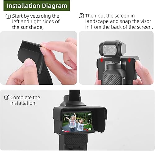 Miniatura 7 de Parasol de pantalla para DJI Osmo Pocket 3 Accesorios, antirreflejo plegable lente parasol parasol parasol para DJI Pocket 3