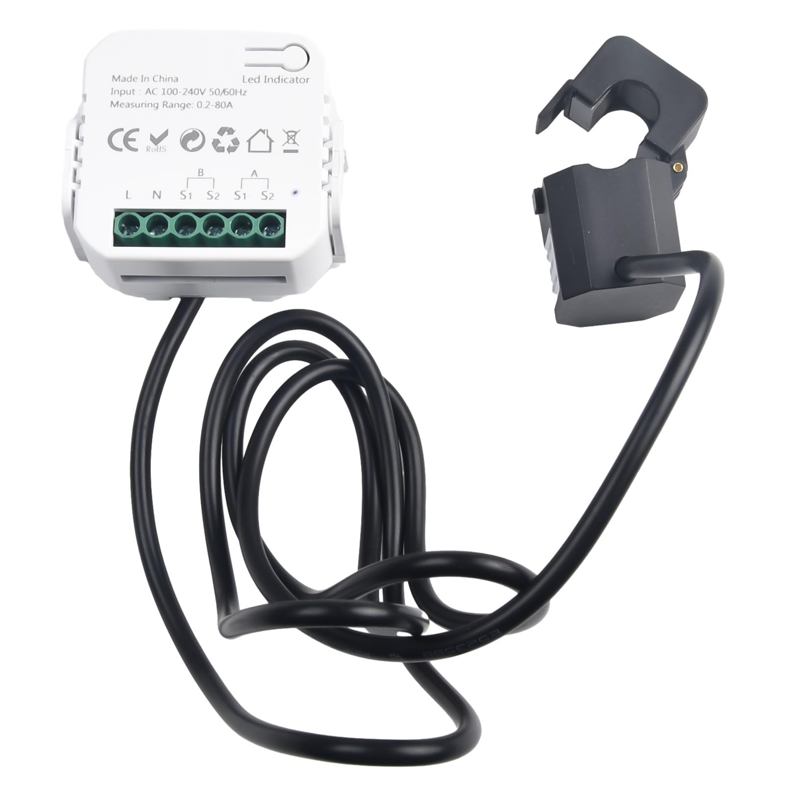 EasyByMall Tuya - Medidor de energía inteligente, monitor de energía bidireccional de 2 canales, medidor de electricidad WiFi con abrazadera CT para gestión de energía en el hogar