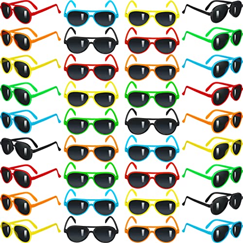 TOODOO 36 Packs Kid Sunglasses Party Favors Plastic Sunglasses for Kids Neon Sunglasses for Children kids sunglasses bulk colored Graduation Sunglasses for Birthday Party Supplies Bag Fillers