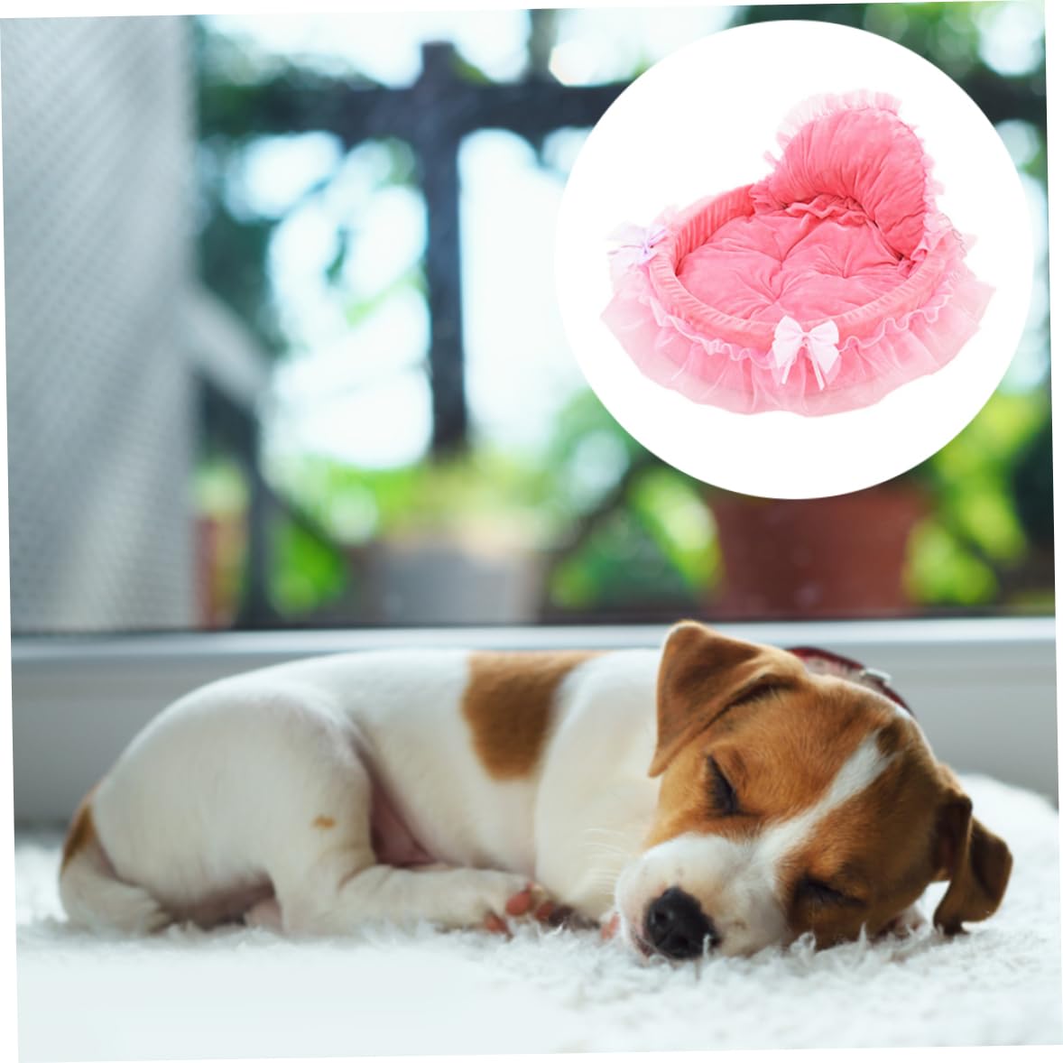 Lit pour Chien et Chat pour Petit Chien Auto-Chauffant d'intérieur pour Chiot, nœud de Princesse, cœur en Dentelle, élégant et Mignon, lit pour Maison, réchauffement pour Animaux de Compagnie (Rose)