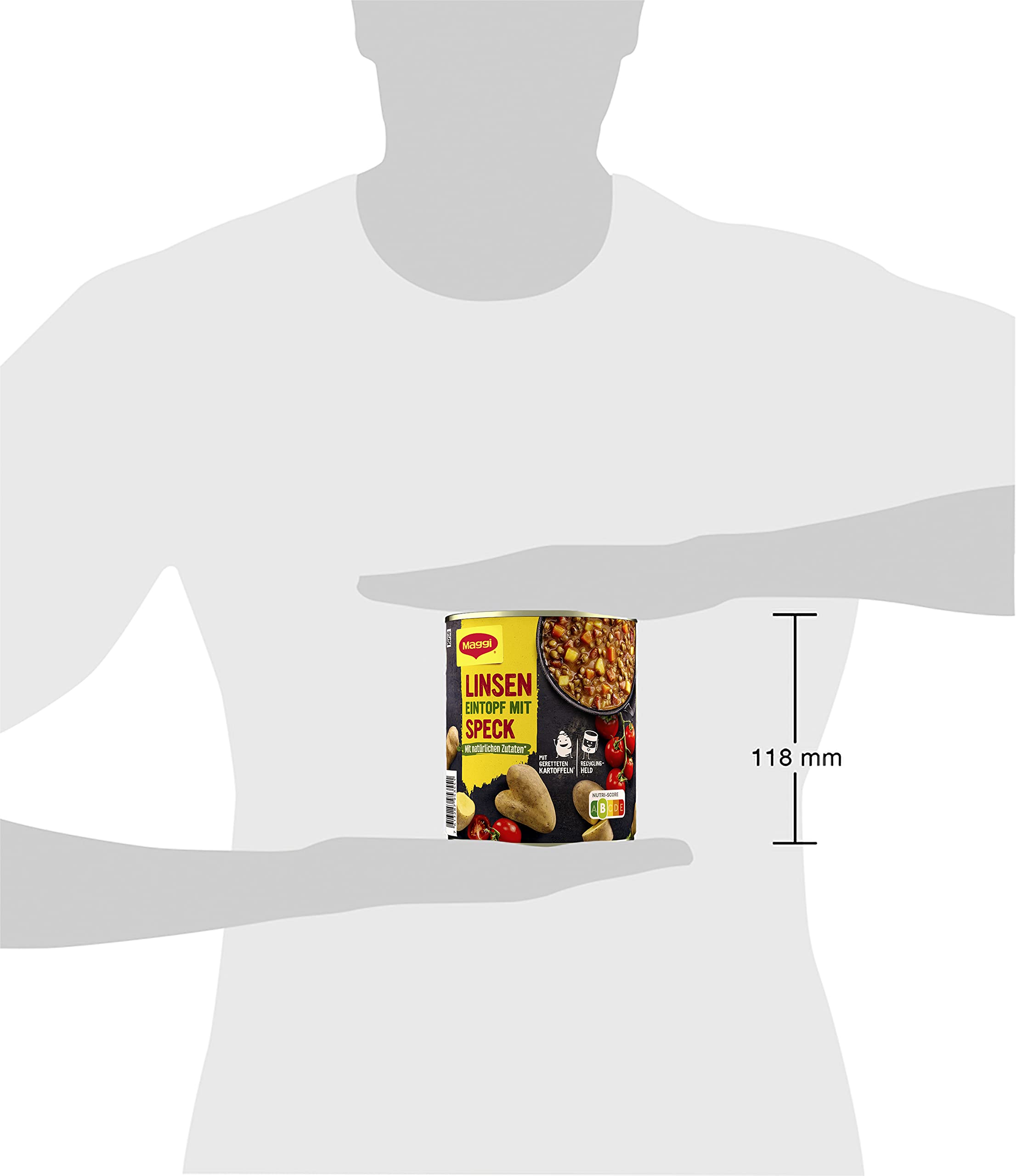 MAGGI Linsen Eintopf mit Speck, Fertiggericht für Topf & Mikrowelle, 6er Pack (6 x 800g)
