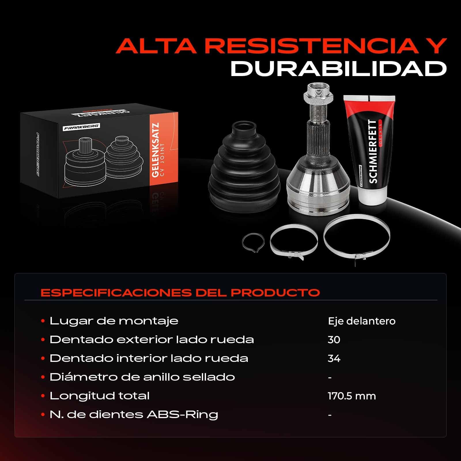 Frankberg Kit de junta homocinética del eje de transmisión lado de la | Compatible con: Captiva C100 C140, Furgoneta Captiva C100, Antara L07