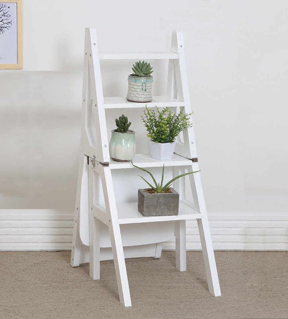 Taburete de cuatro pasos DASHADAO, silla escalera de madera para solucionar problemas de altura